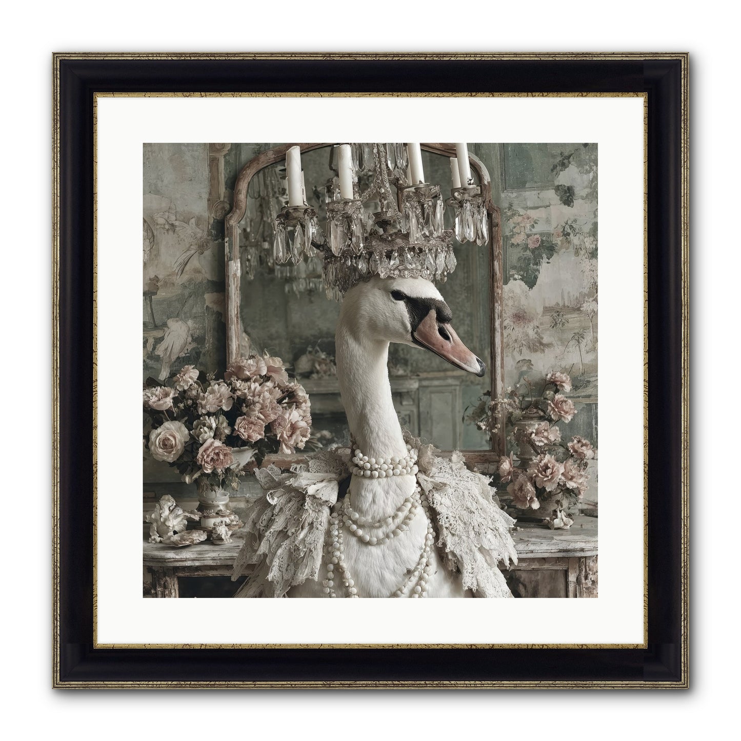 Roselight Afternoon Framed Print - Black & Gold 20x20