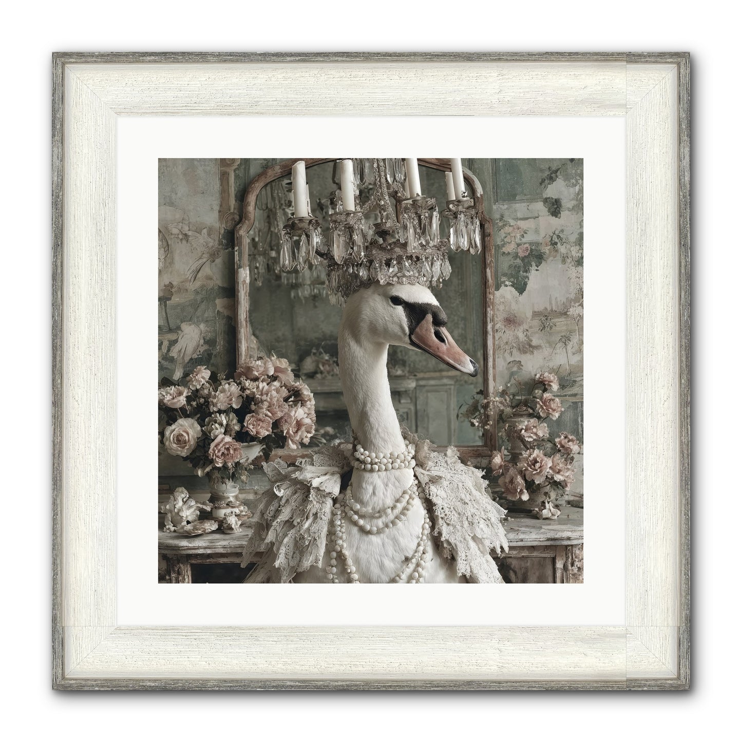 Roselight Afternoon Framed Print - Driftwood White 20x20