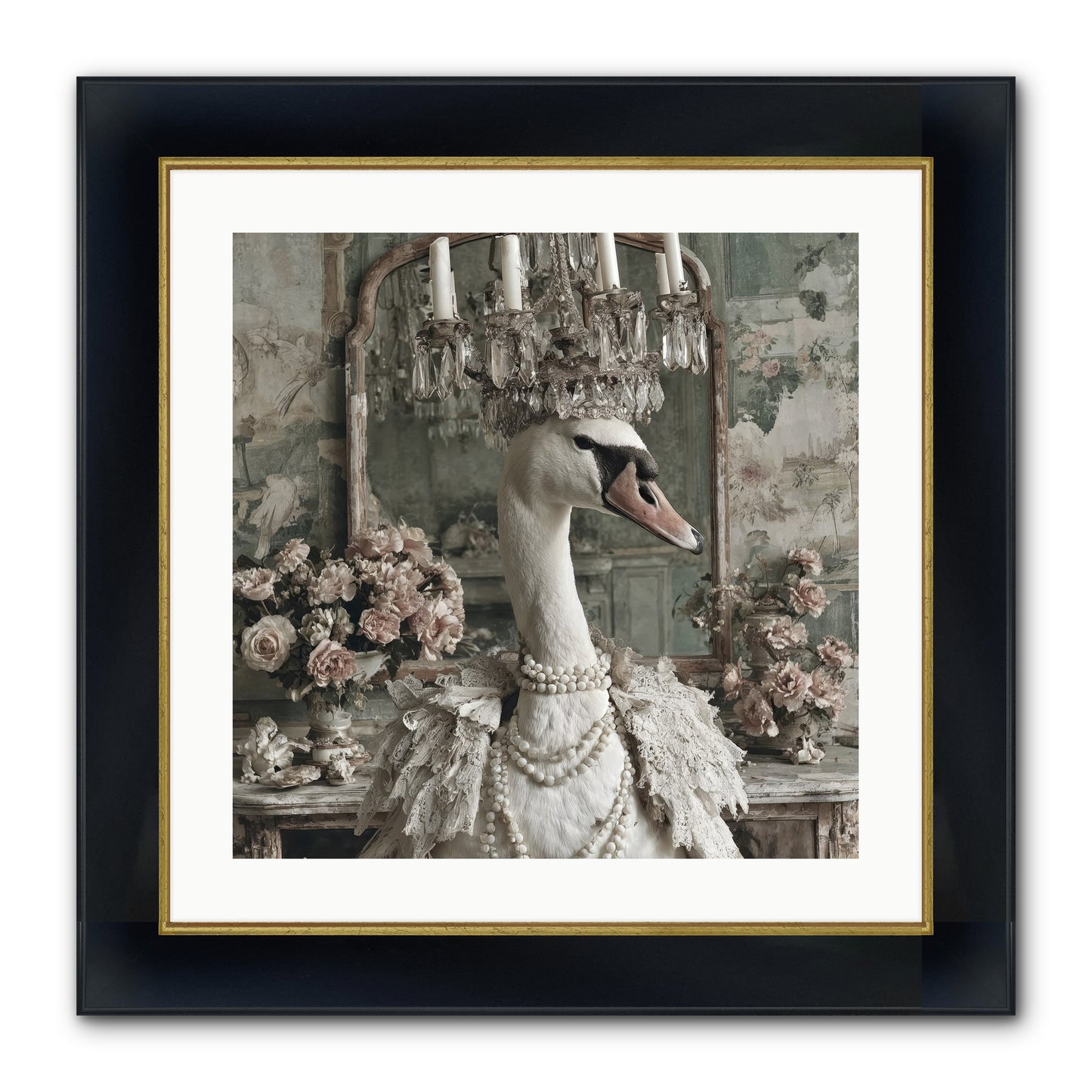 Roselight Afternoon Framed Print - Wide Black w/Gold 20x20