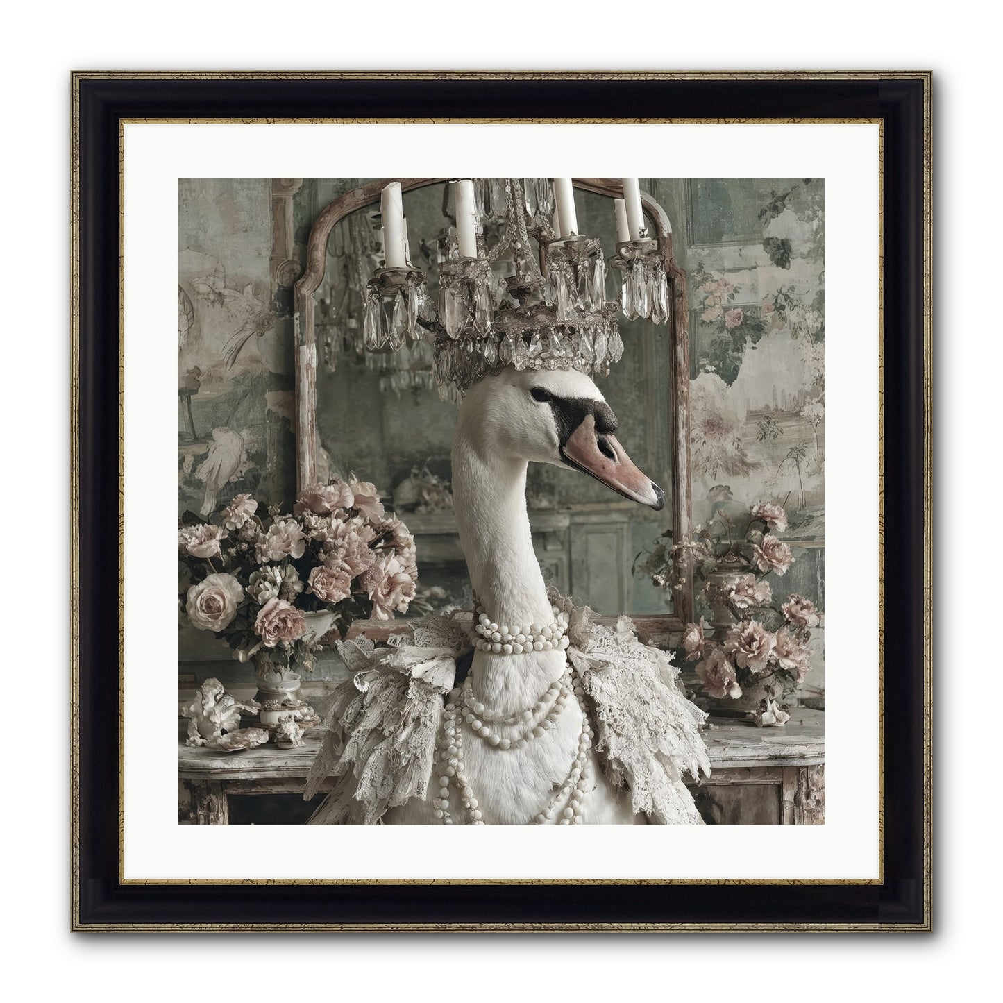 Roselight Afternoon Framed Print - Black & Gold 24x24