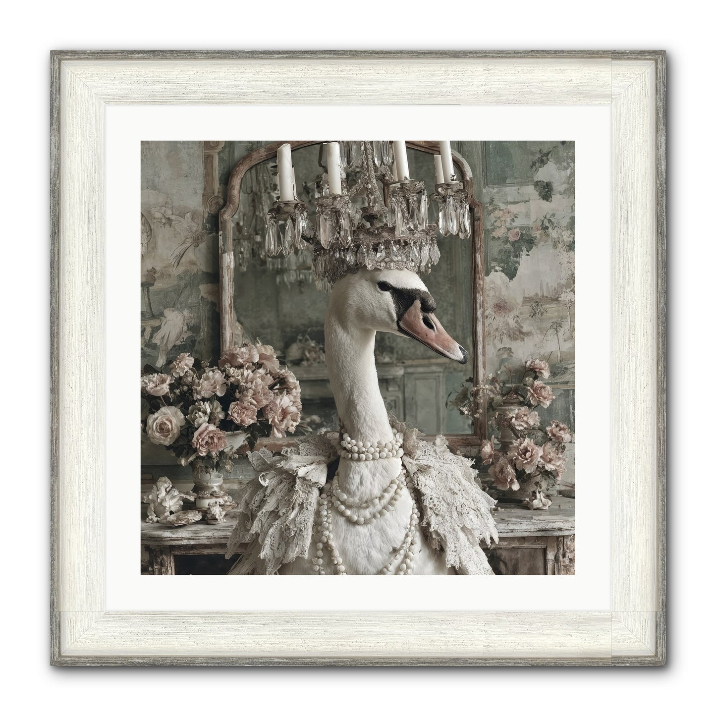 Roselight Afternoon Framed Print - Driftwood White 24x24
