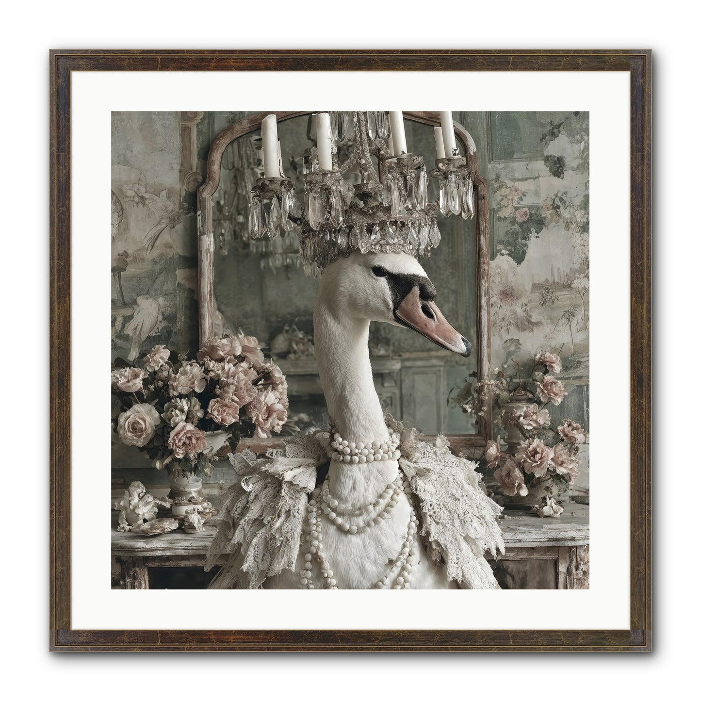 Roselight Afternoon Framed Print - Slimwoods Black/Gold 24x24