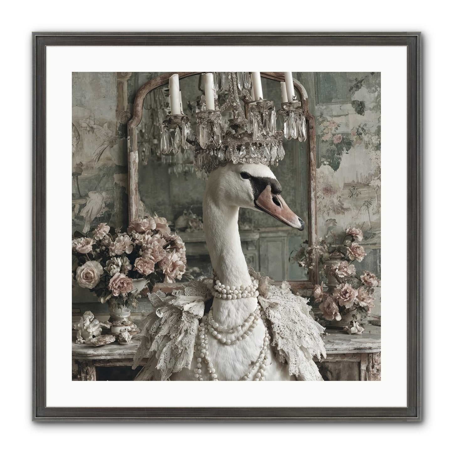 Roselight Afternoon Framed Print - Slimwoods Black/Silver 24x24