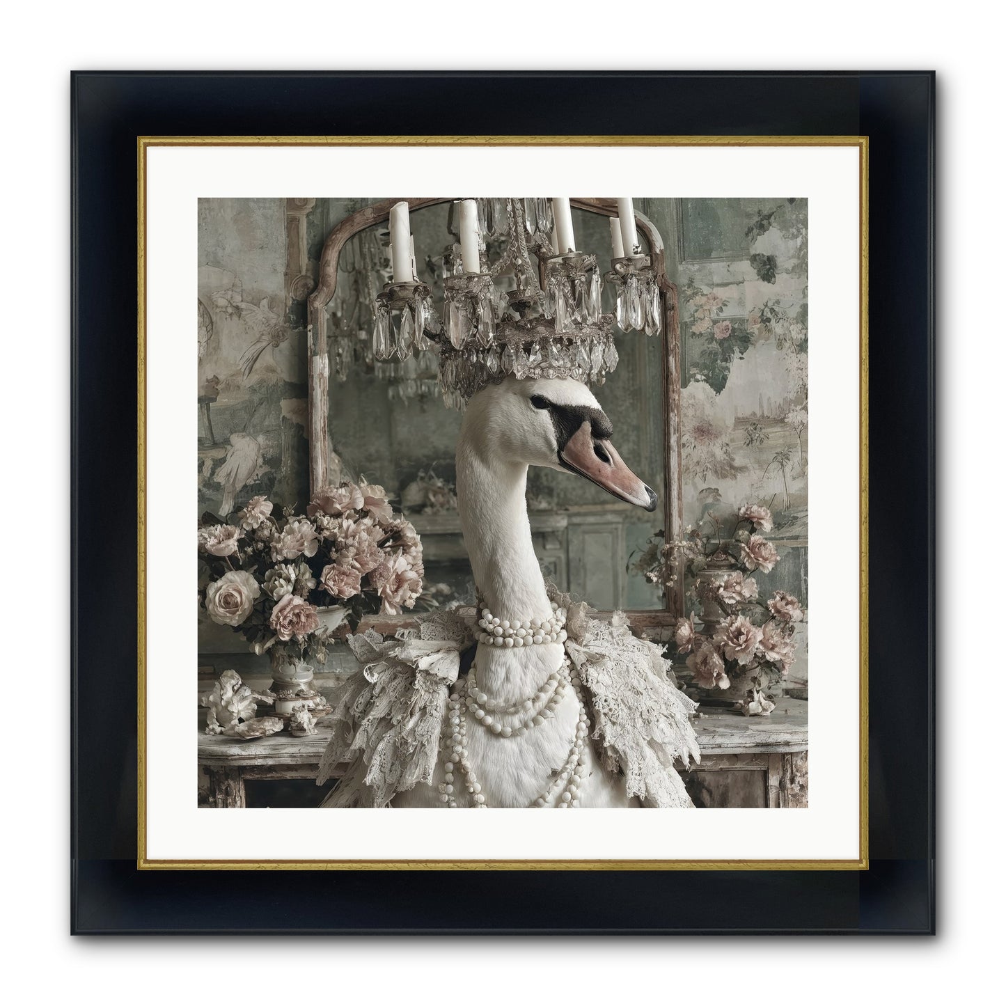 Roselight Afternoon Framed Print - Wide Black w/Gold 24x24