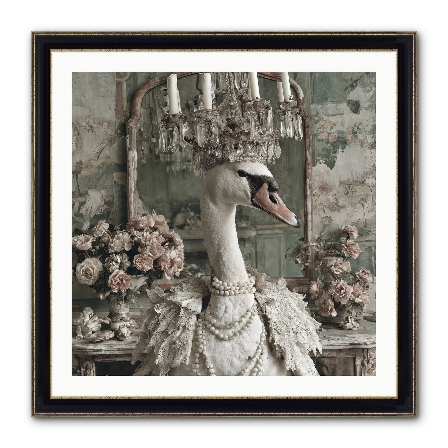 Roselight Afternoon Framed Print - Black & Gold 30x30