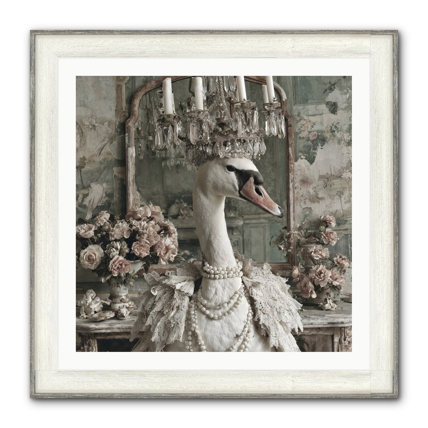 Roselight Afternoon Framed Print - Driftwood White 30x30
