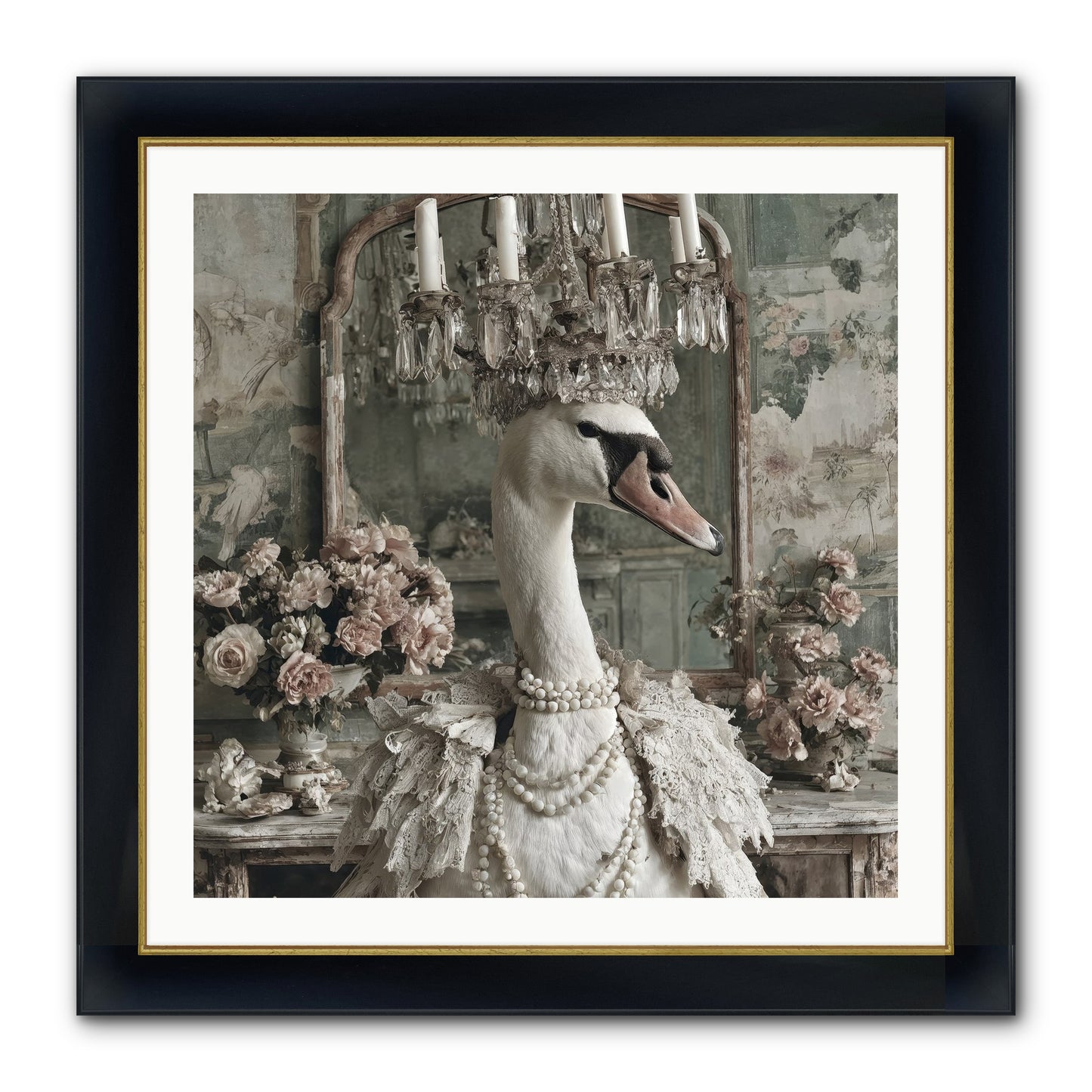 Roselight Afternoon Framed Print - Wide Black w/Gold 30x30