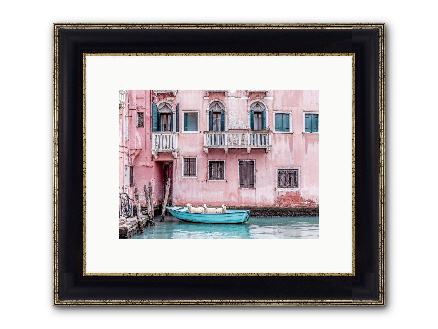 Rosewater Framed Print - Black & Gold 12x9