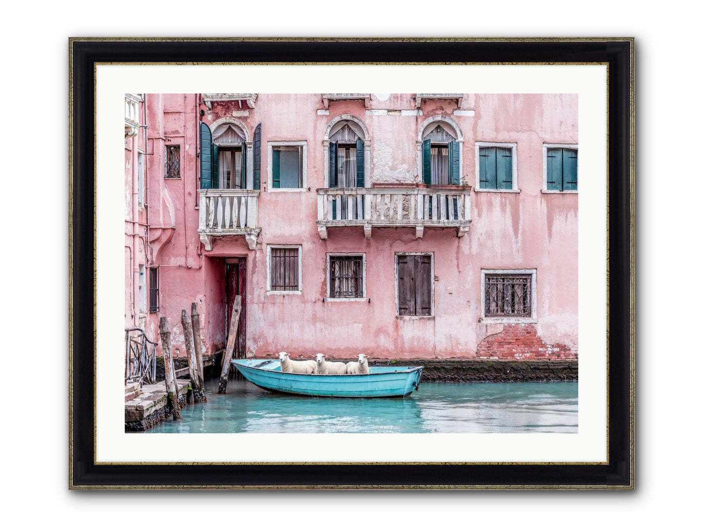 Rosewater Framed Print - Black & Gold 32x24