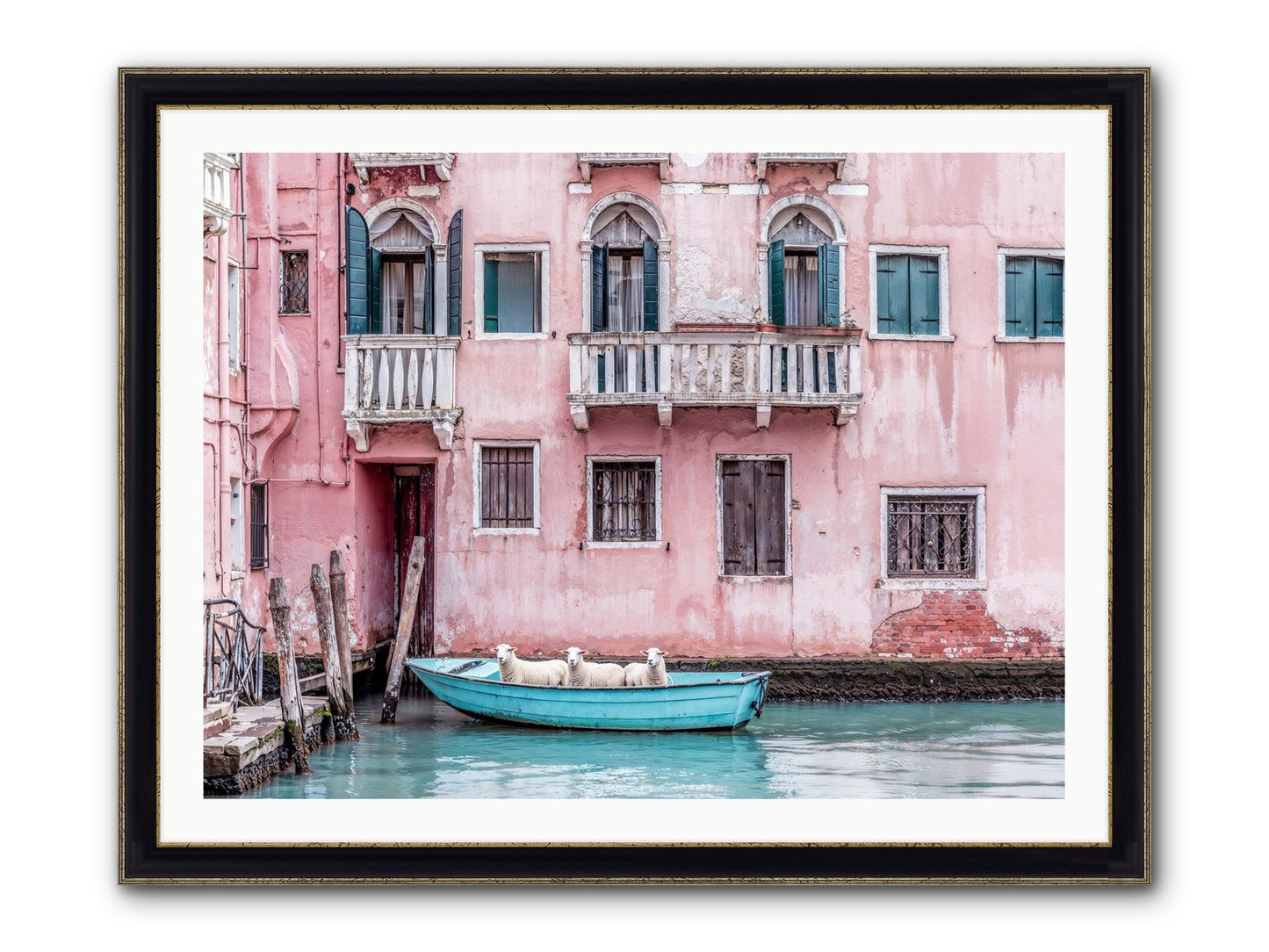 Rosewater Framed Print - Black & Gold 40x30