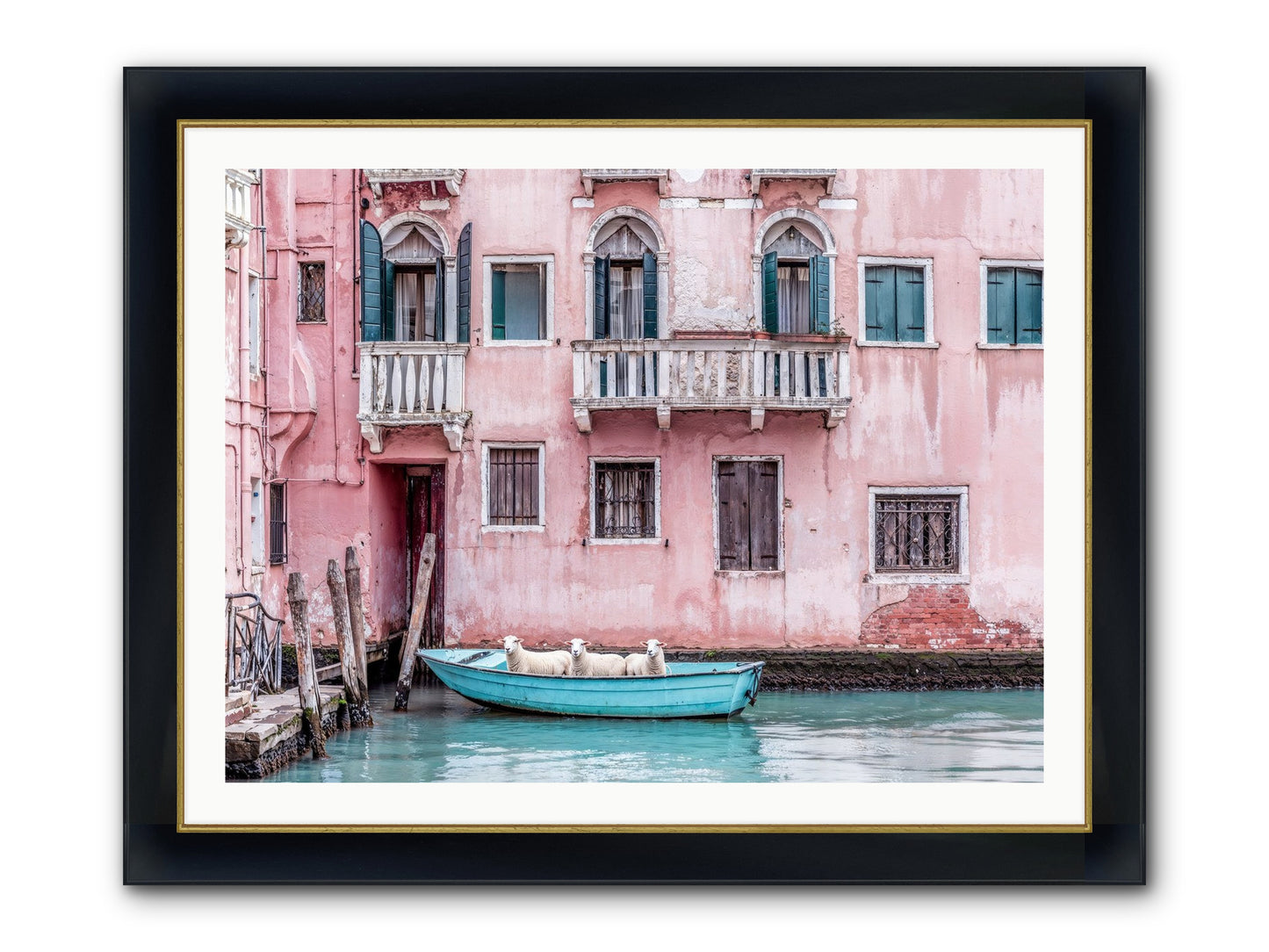 Rosewater Framed Print - Wide Black w/Gold 40x30