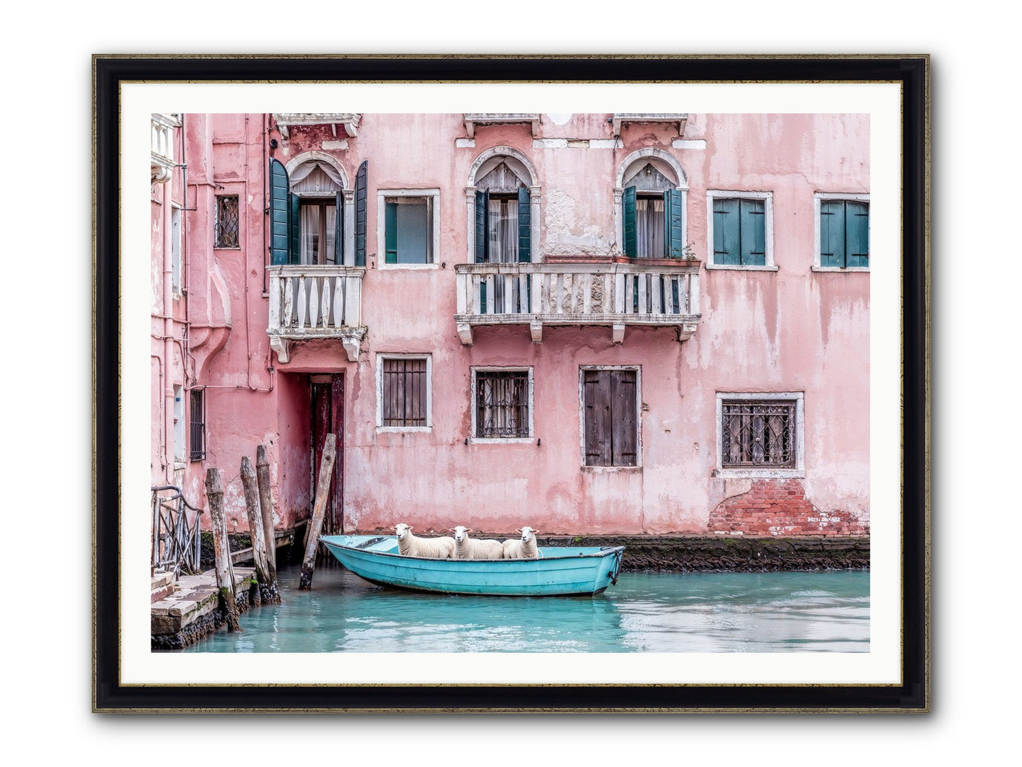 Rosewater Framed Print - Black & Gold 48x36