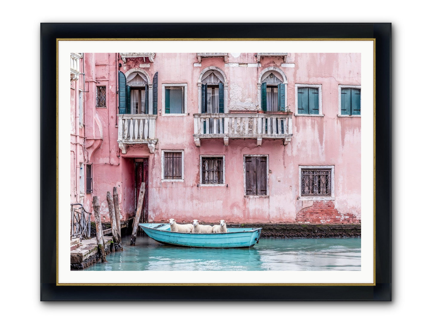 Rosewater Framed Print - Wide Black w/Gold 48x36