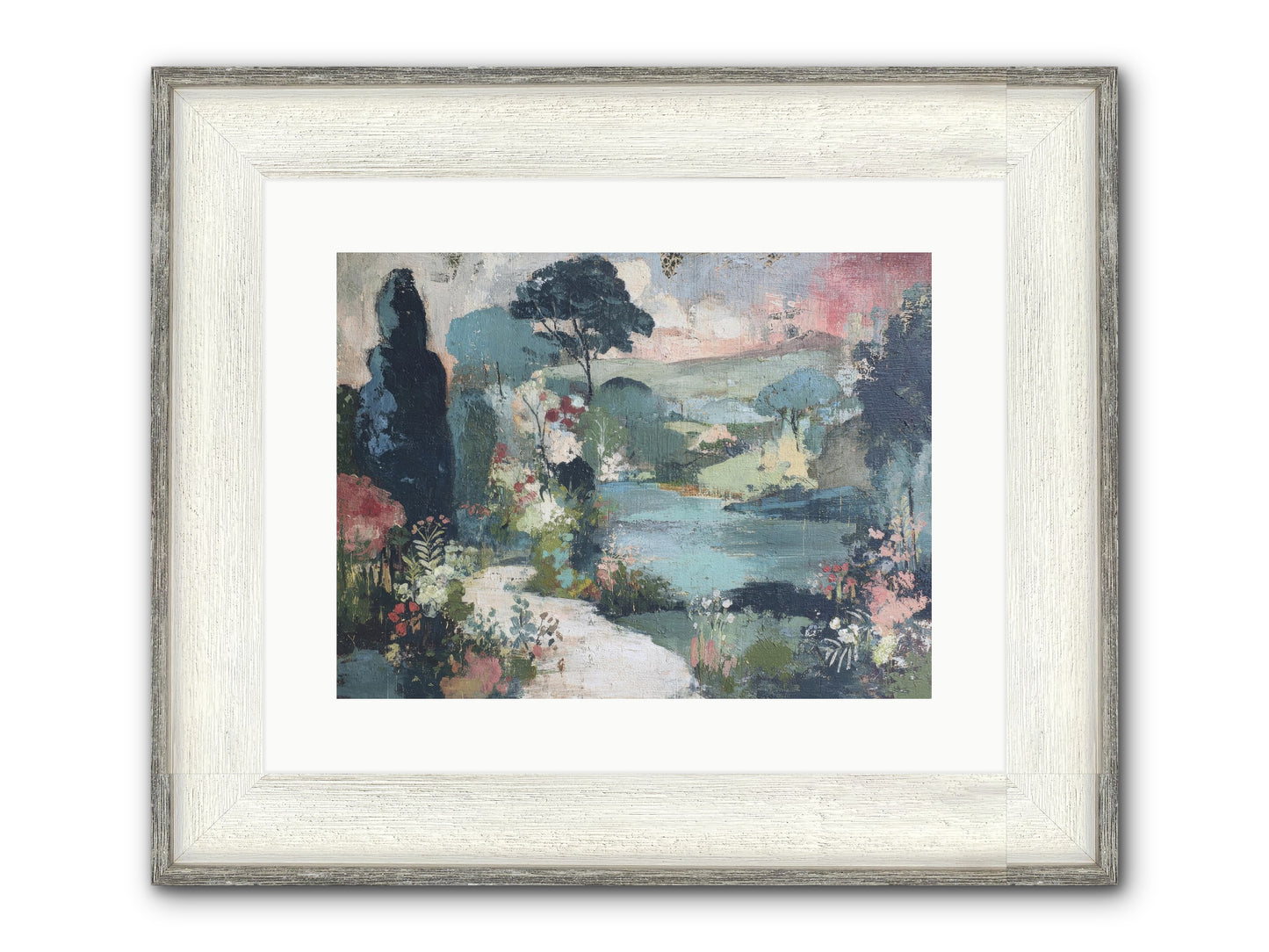 Rosewater Row Framed Print - Driftwood White 16x12