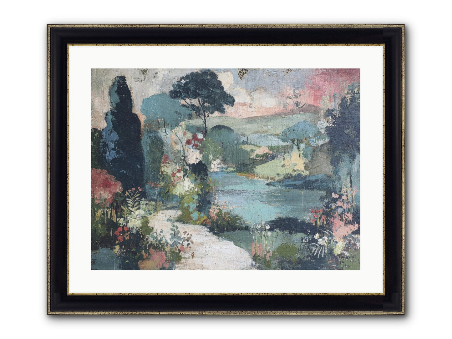 Rosewater Row Framed Print - Black & Gold 24x18