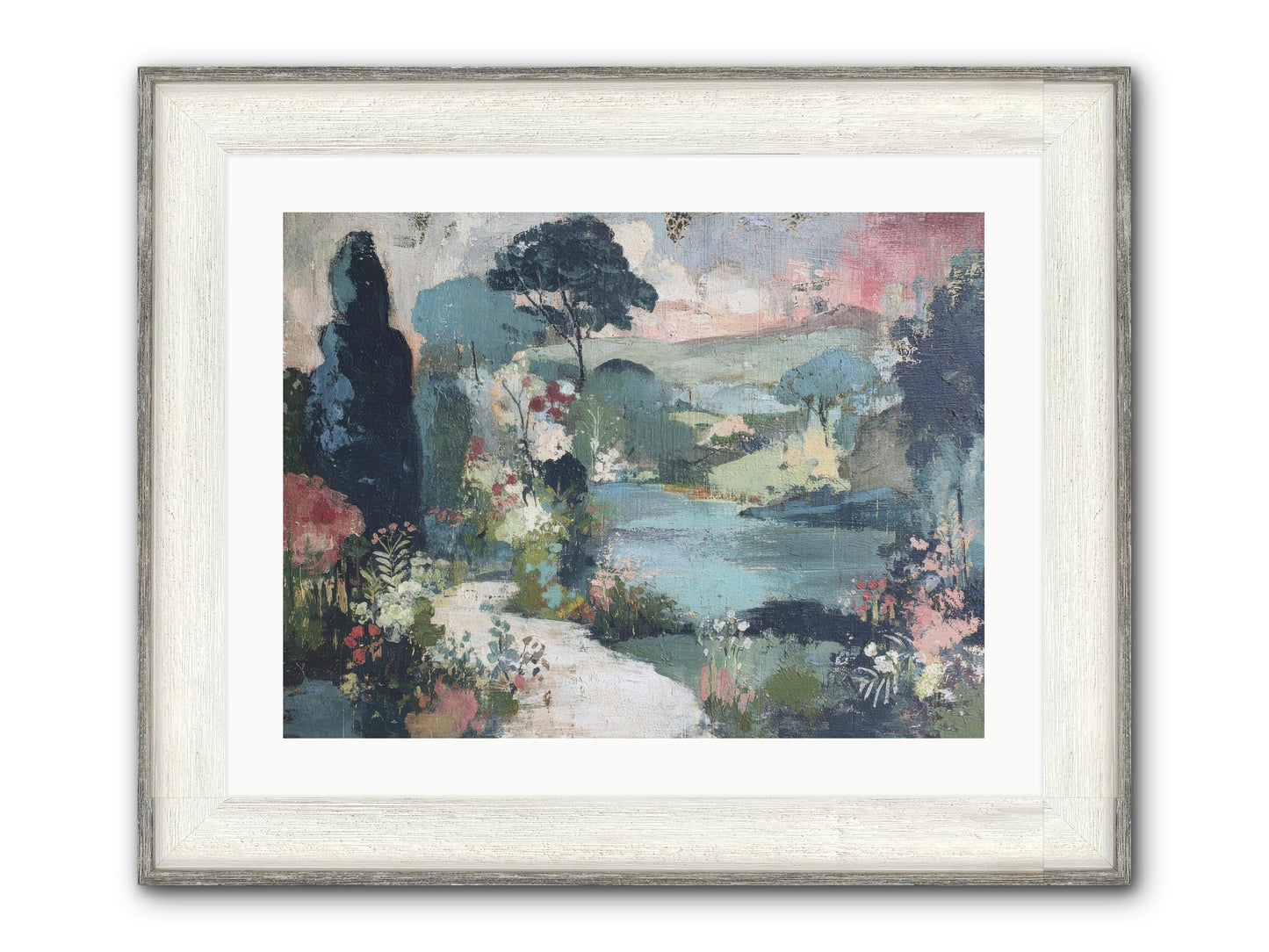 Rosewater Row Framed Print - Driftwood White 24x18