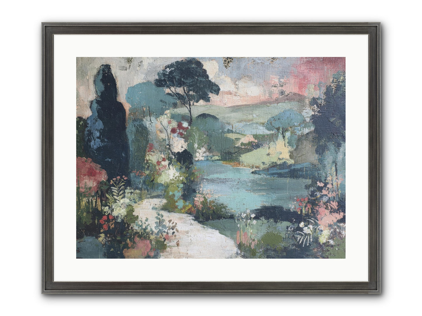 Rosewater Row Framed Print - Slimwoods Black/Silver 24x18