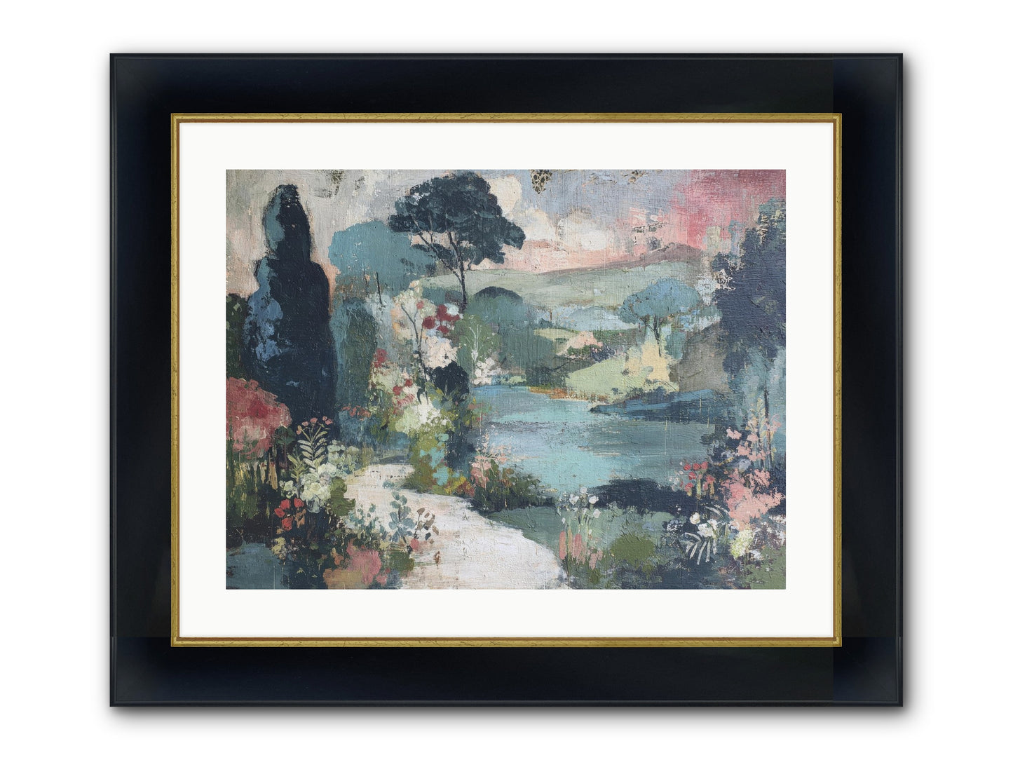 Rosewater Row Framed Print - Wide Black w/Gold 24x18