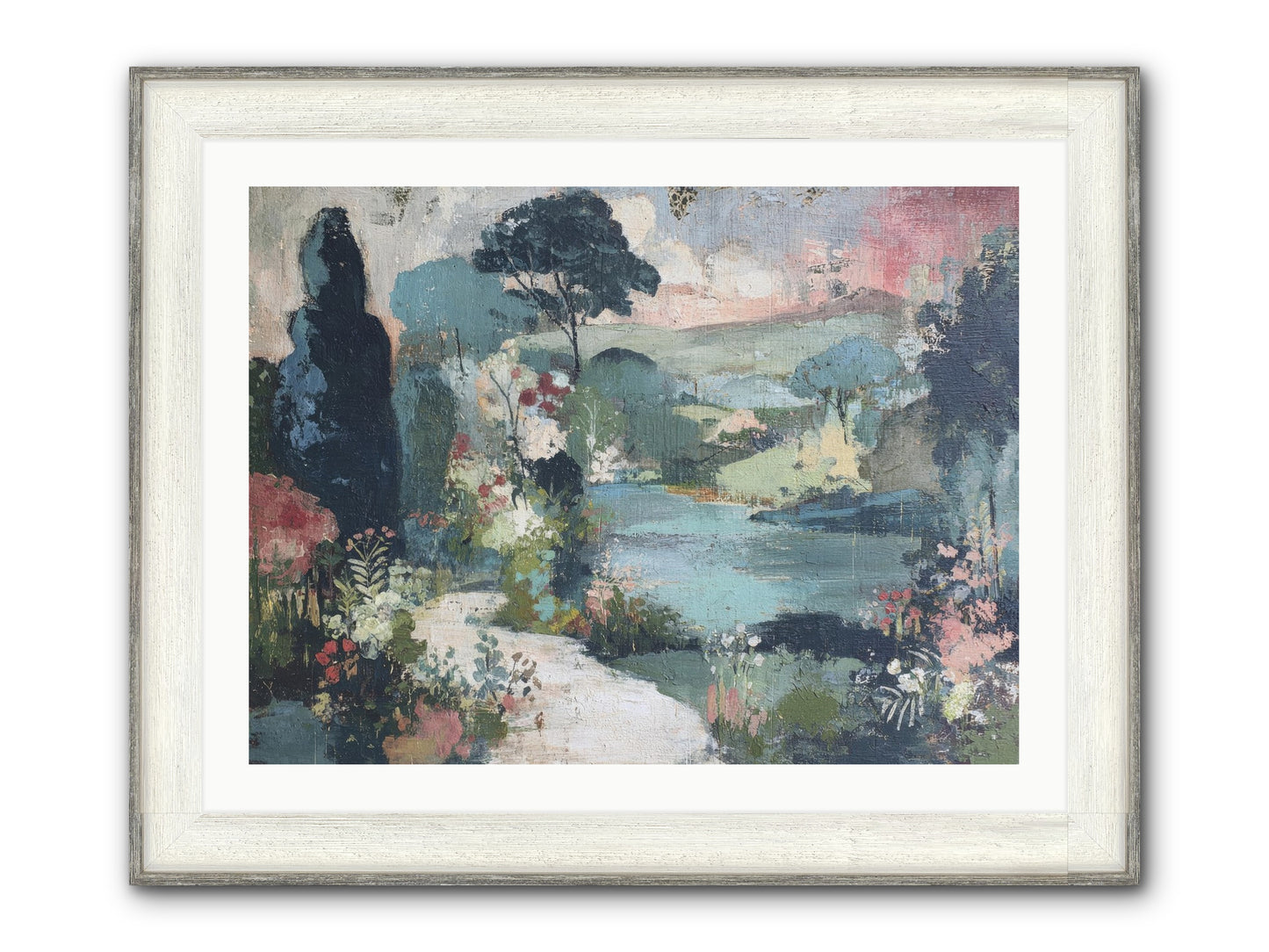 Rosewater Row Framed Print - Driftwood White 32x24