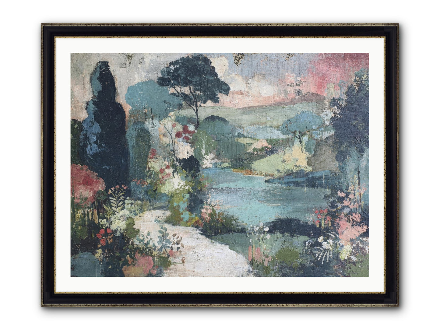 Rosewater Row Framed Print - Black & Gold 40x30