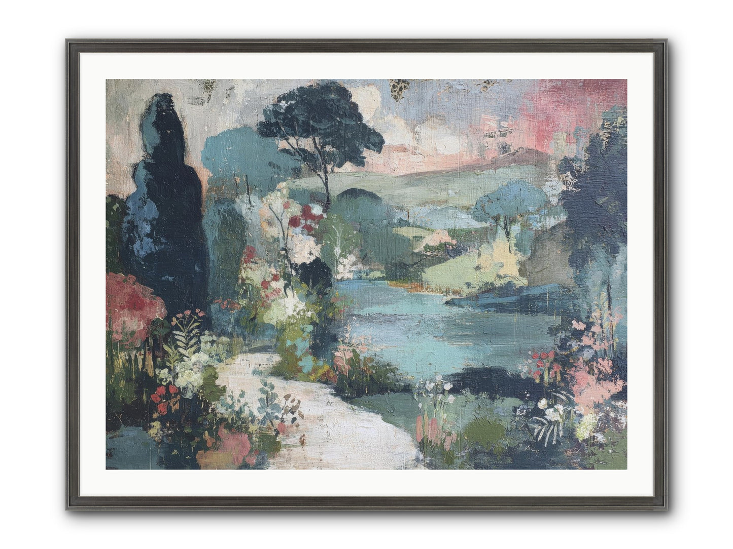Rosewater Row Framed Print - Slimwoods Black/Silver 40x30