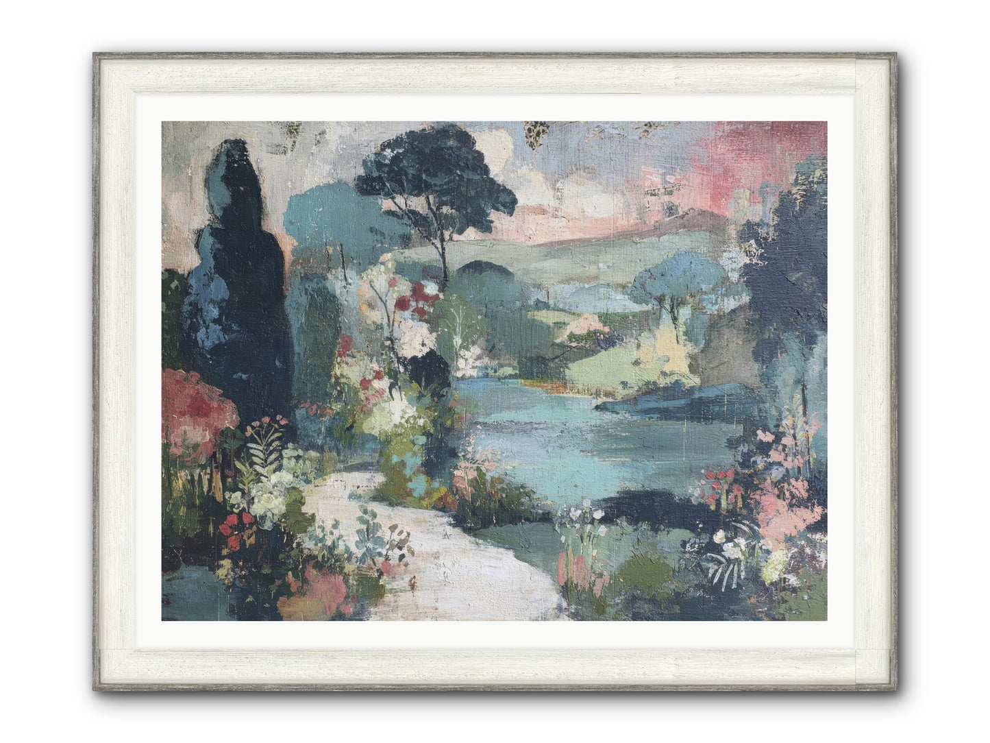 Rosewater Row Framed Print - Driftwood White 48x36