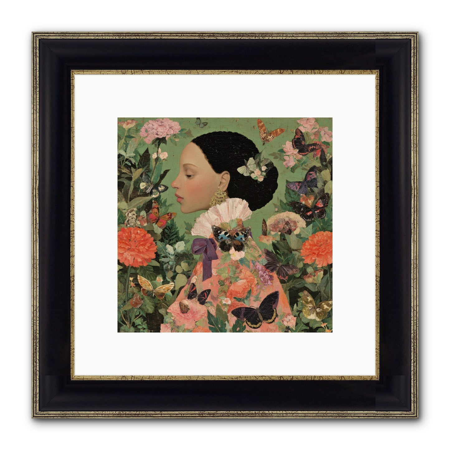 Rosewood Enclave Framed Print - Black & Gold 10x10