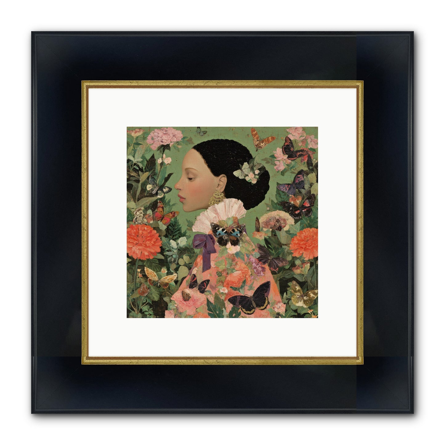 Rosewood Enclave Framed Print - Wide Black w/Gold 10x10