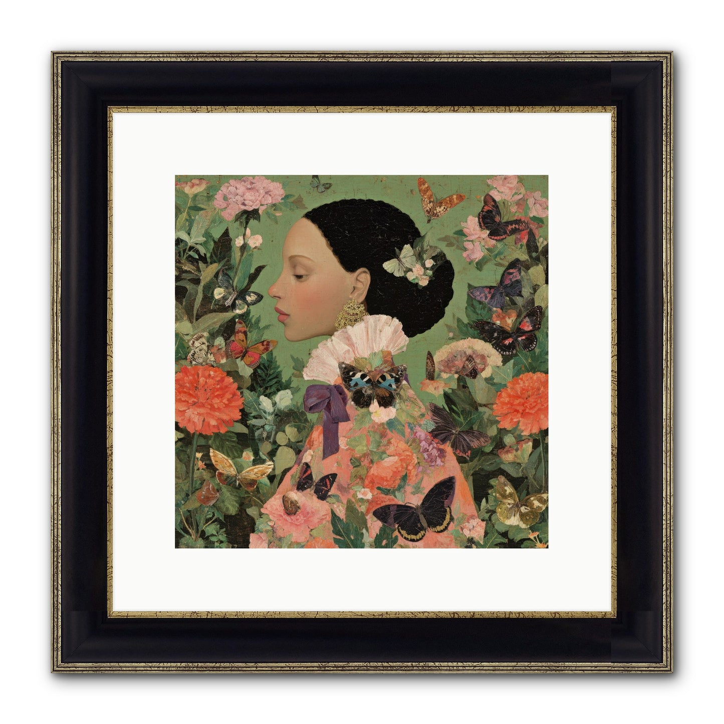 Rosewood Enclave Framed Print - Black & Gold 12x12