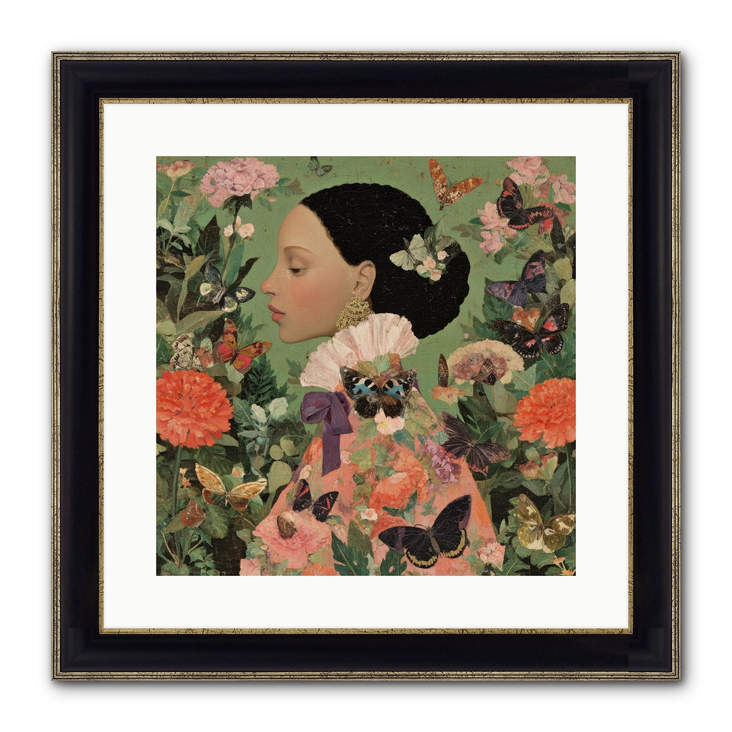 Rosewood Enclave Framed Print - Black & Gold 16x16