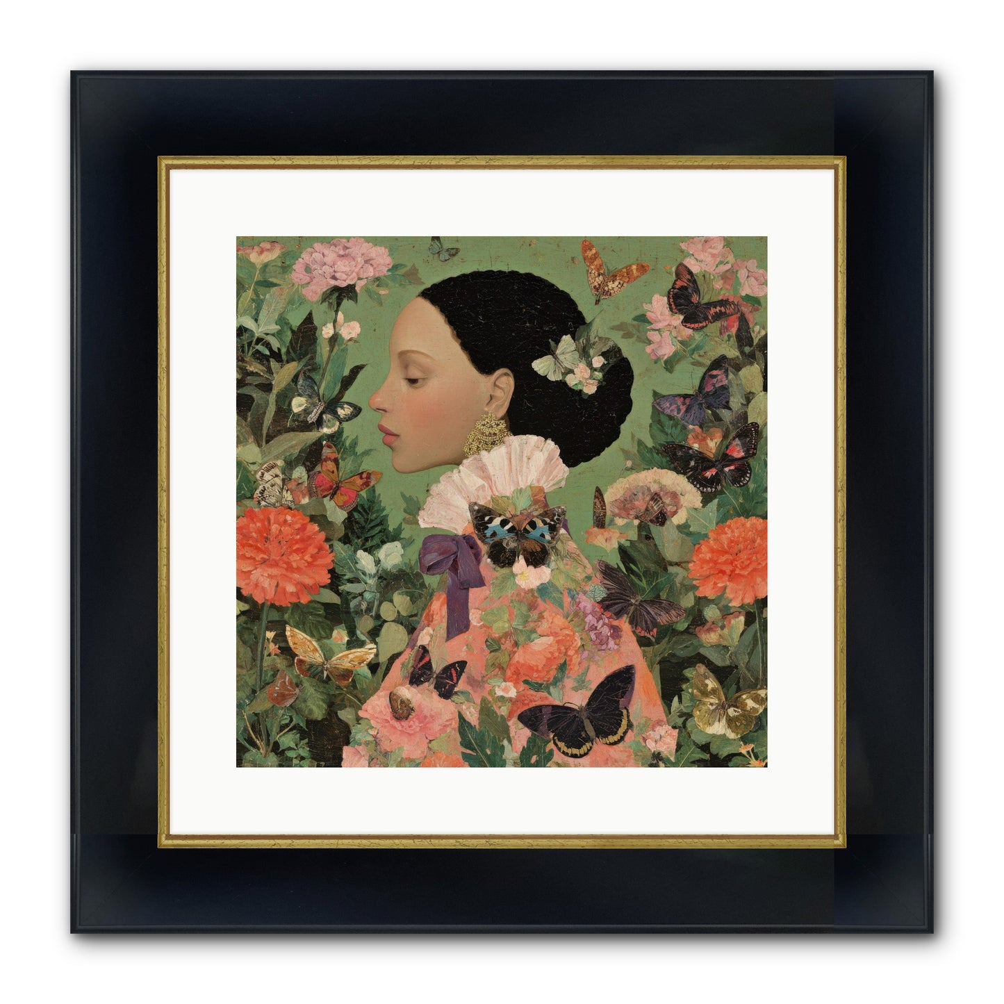 Rosewood Enclave Framed Print - Wide Black w/Gold 16x16
