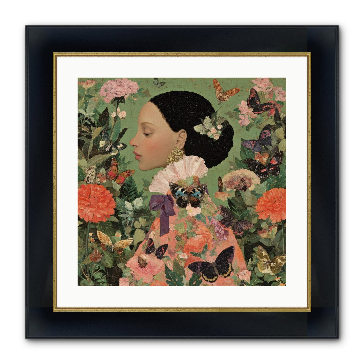 Rosewood Enclave Framed Print - Wide Black w/Gold 20x20