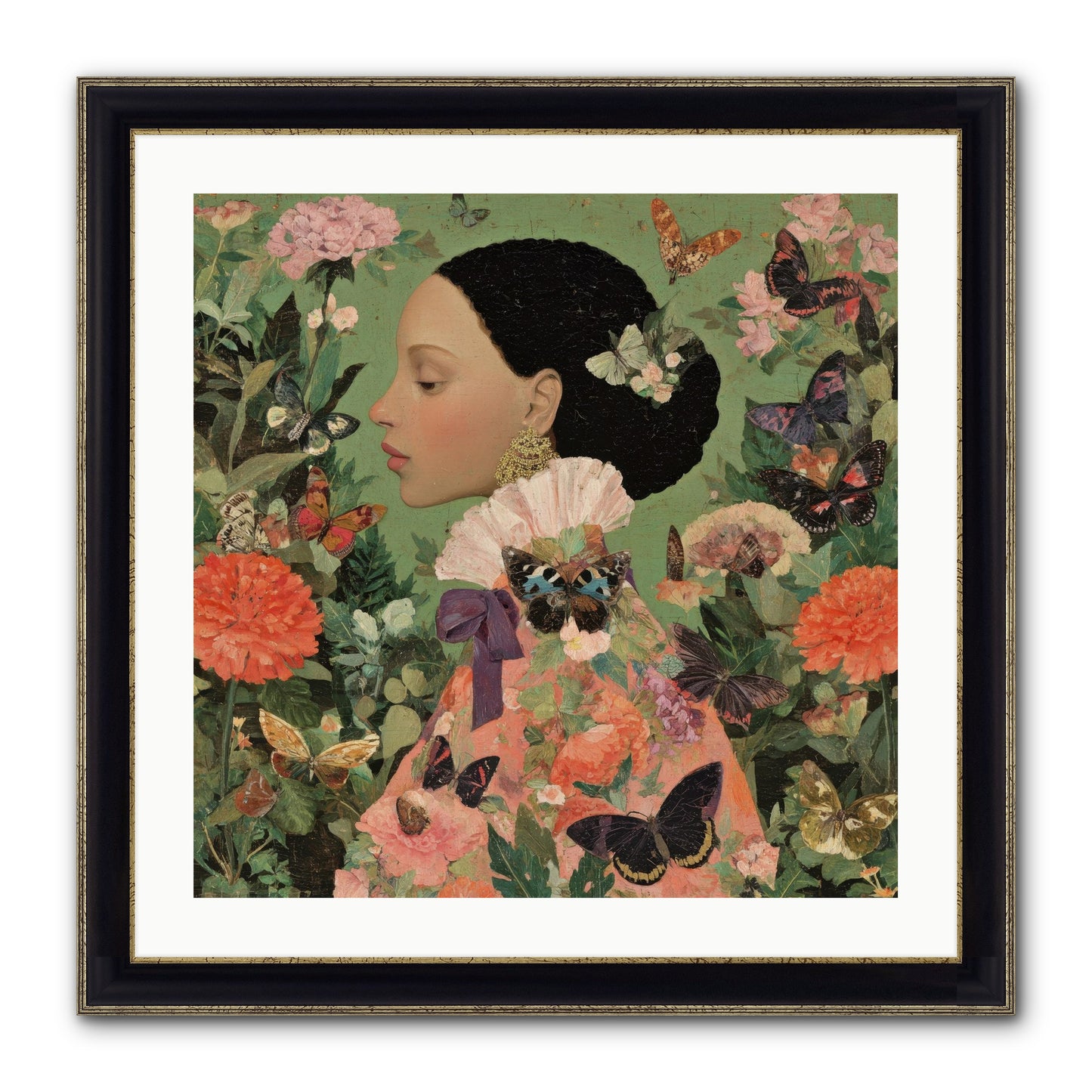Rosewood Enclave Framed Print - Black & Gold 24x24