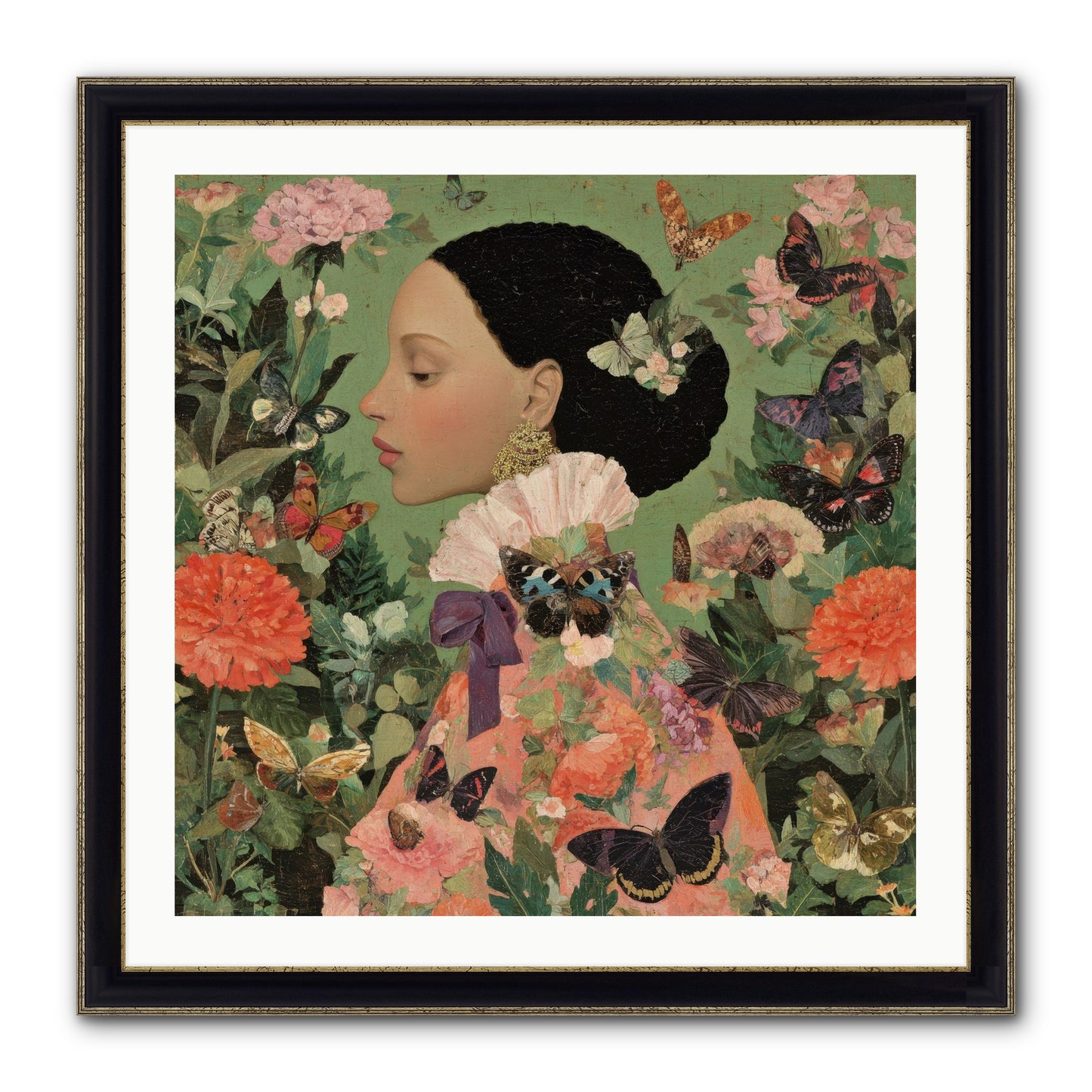 Rosewood Enclave Framed Print - Black & Gold 30x30
