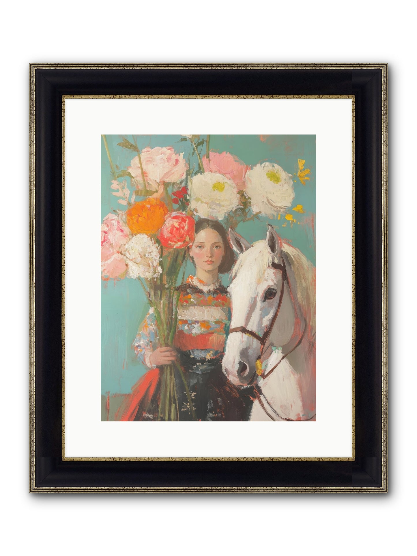 Rosewood Rider Framed Print - Black & Gold 12x16