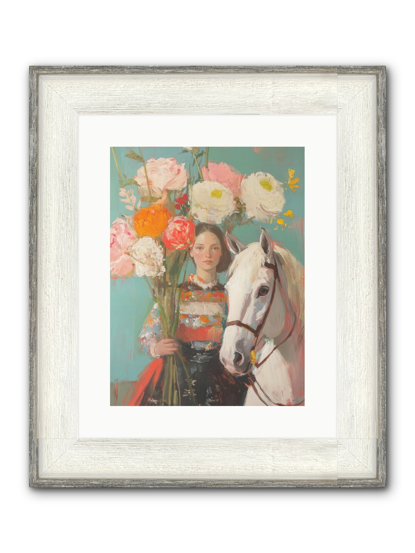 Rosewood Rider Framed Print - Driftwood White 12x16
