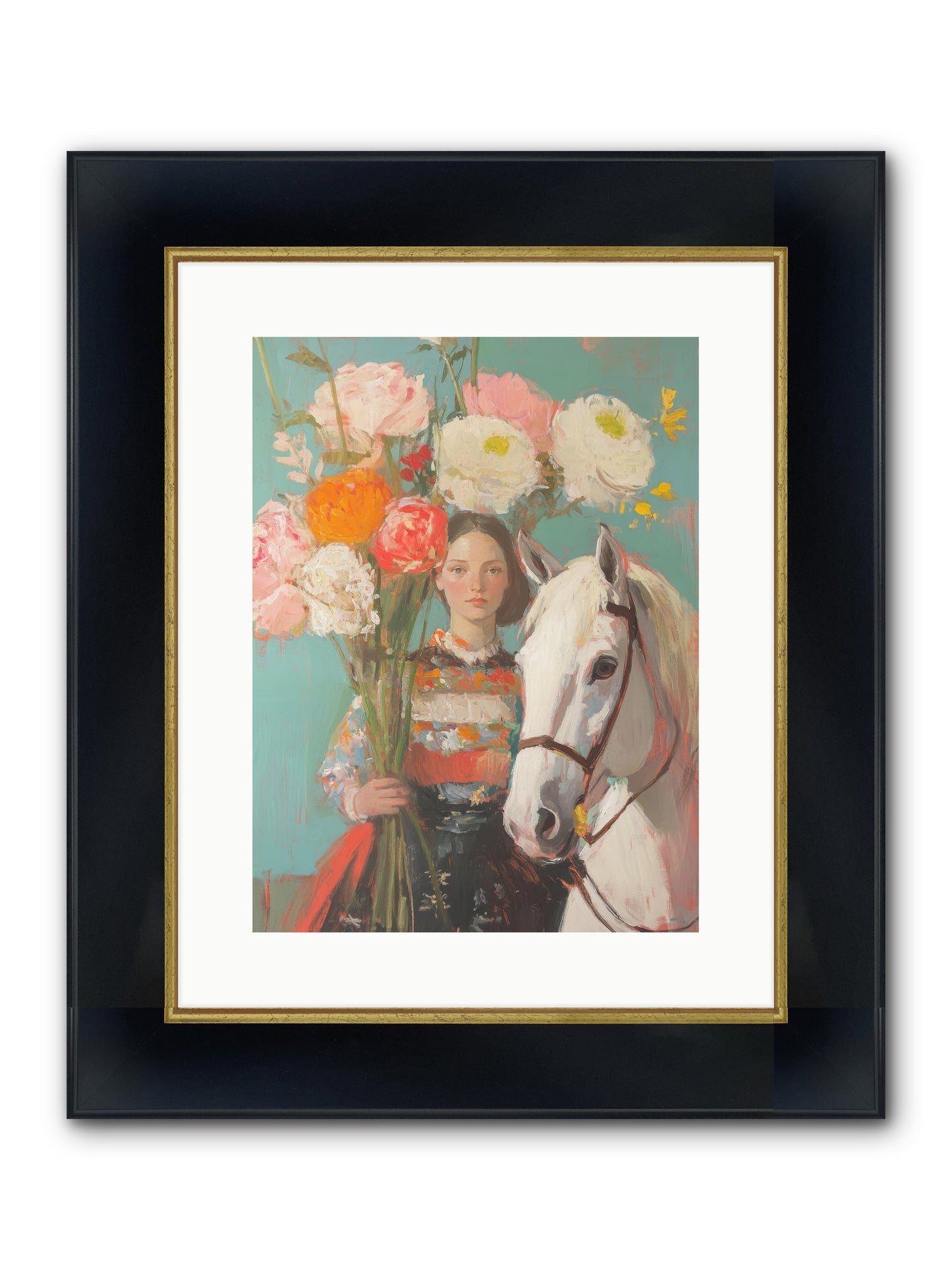 Rosewood Rider Framed Print - Wide Black w/Gold 12x16