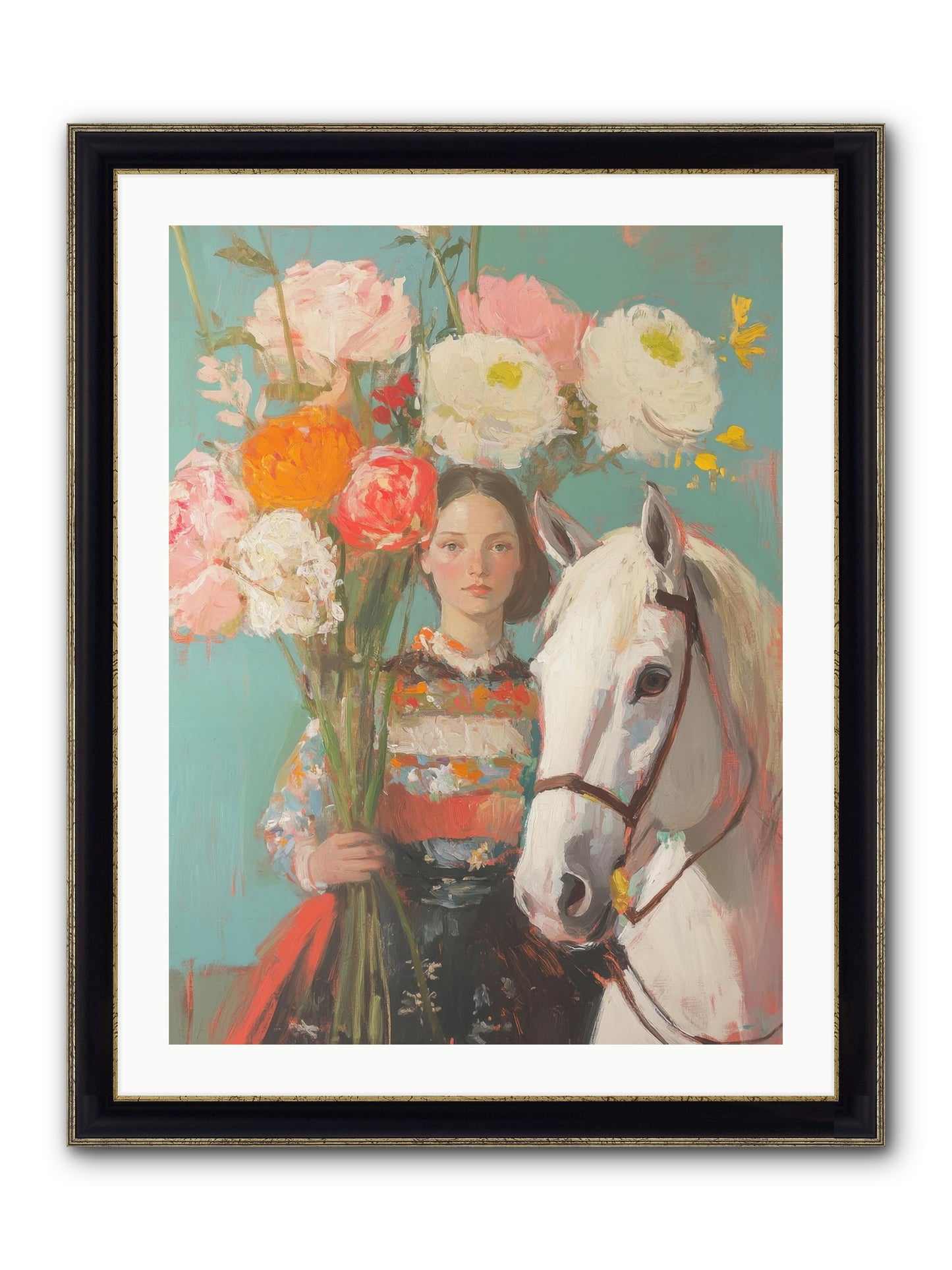 Rosewood Rider Framed Print - Black & Gold 24x32
