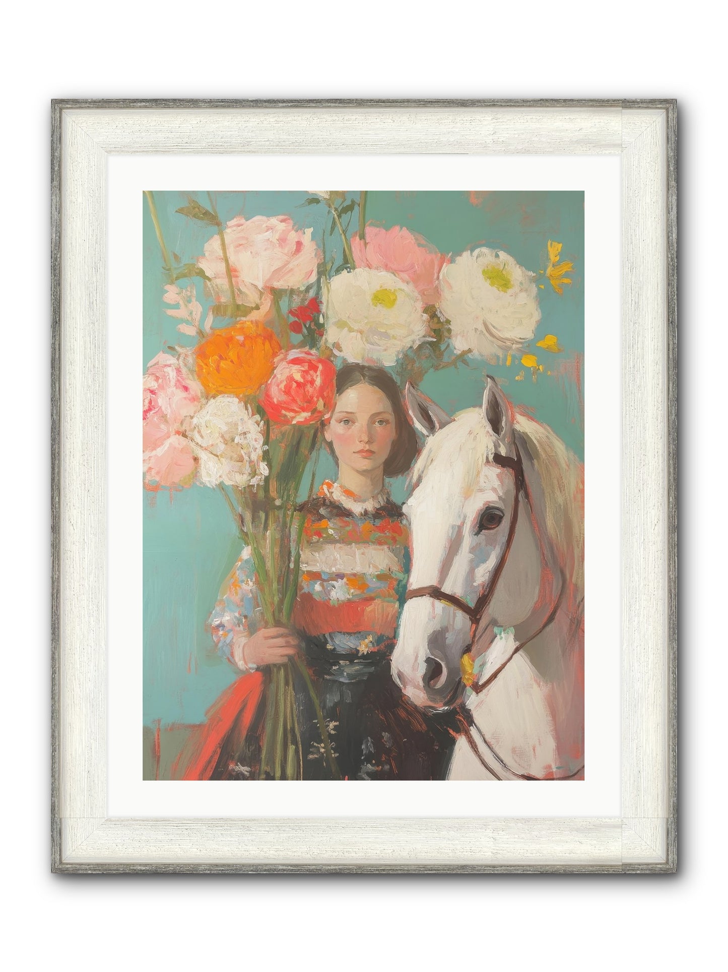 Rosewood Rider Framed Print - Driftwood White 24x32