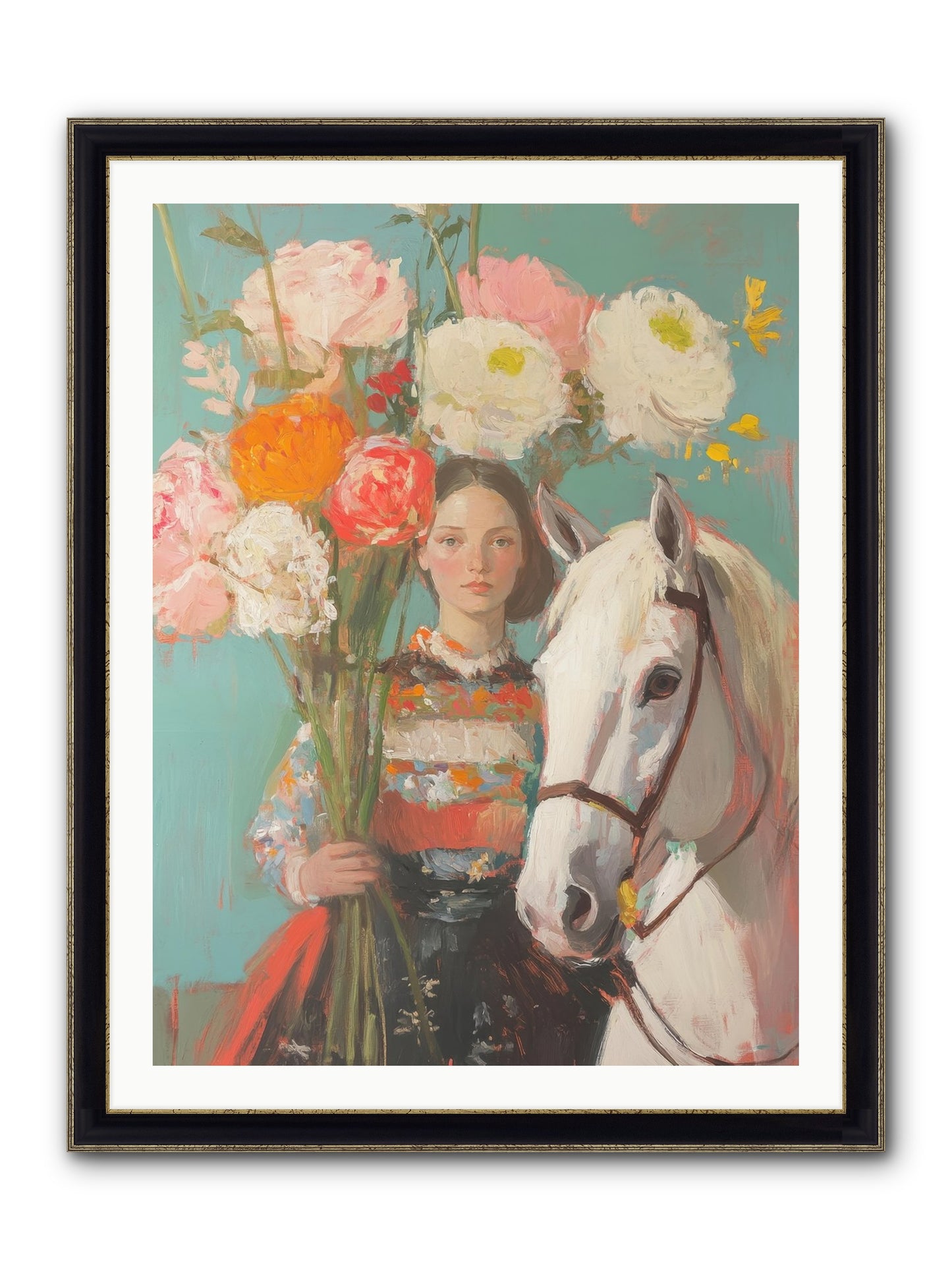 Rosewood Rider Framed Print - Black & Gold 30x40