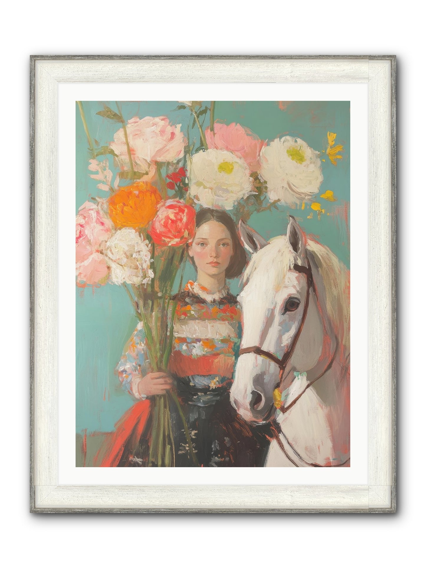 Rosewood Rider Framed Print - Driftwood White 30x40