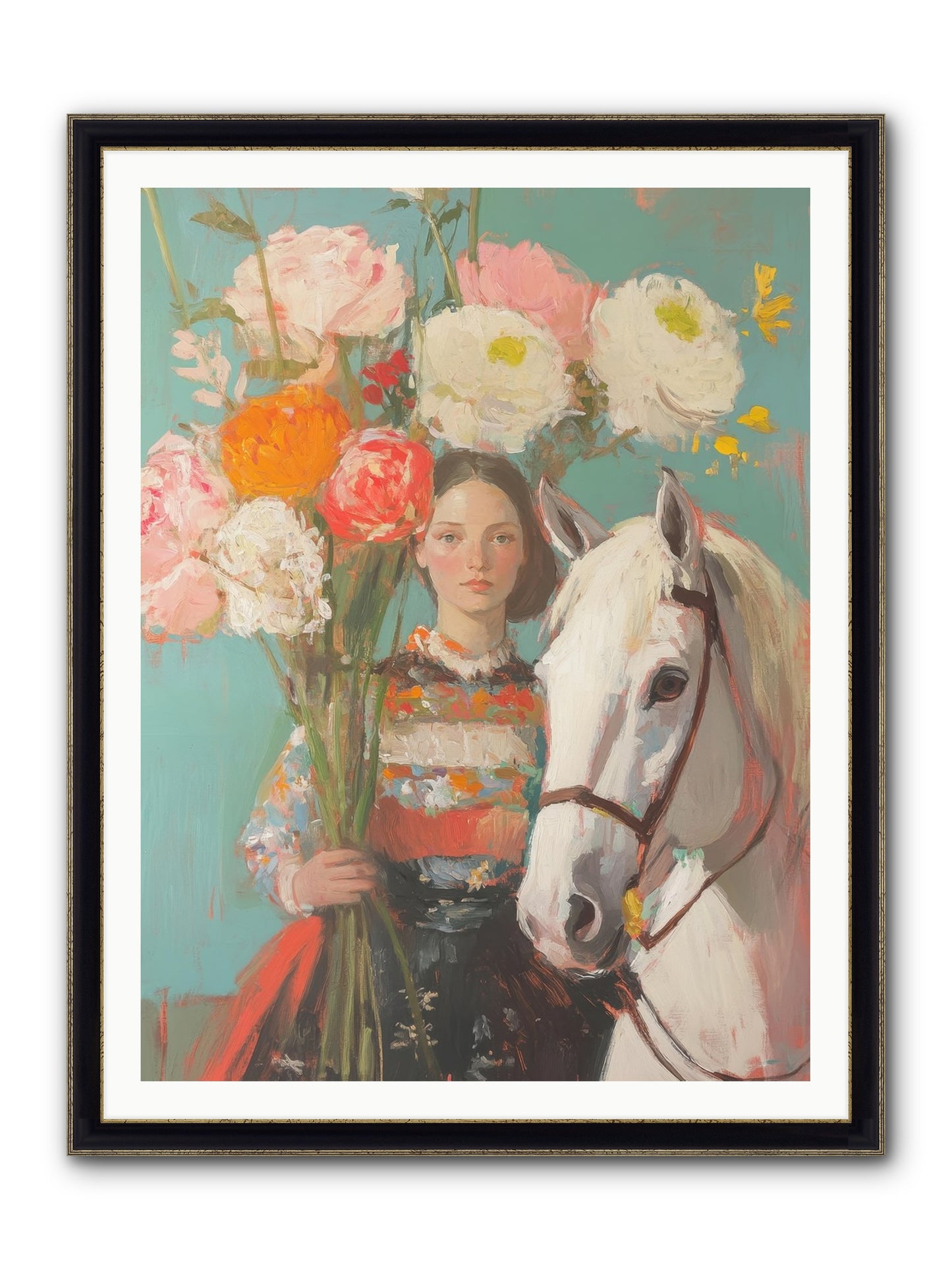 Rosewood Rider Framed Print - Black & Gold 36x48
