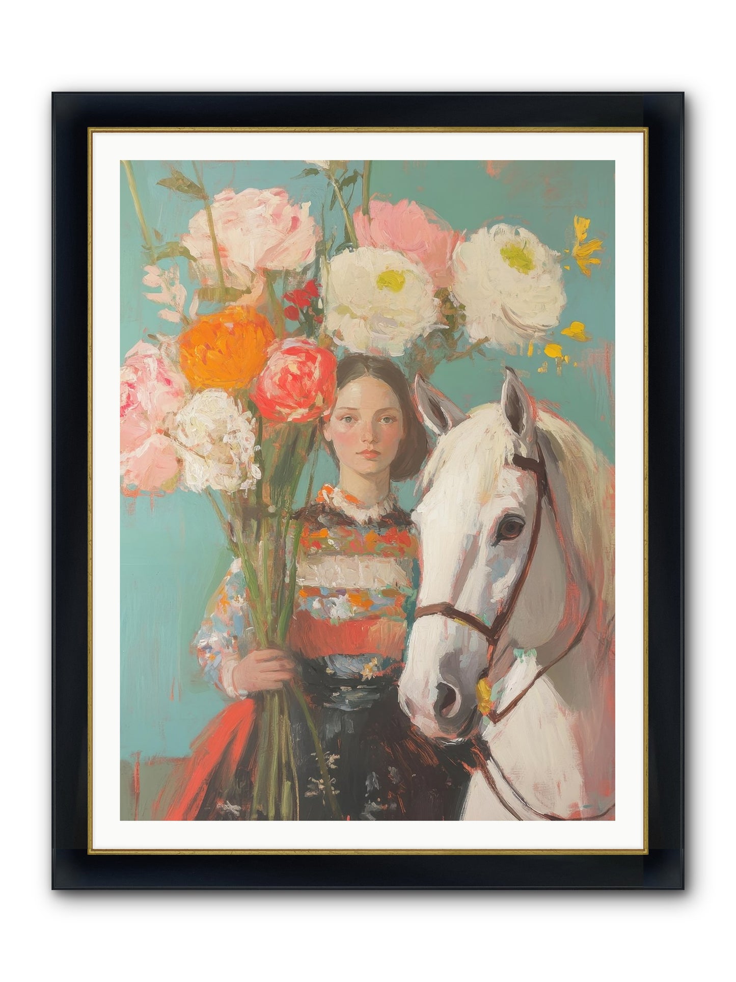 Rosewood Rider Framed Print - Wide Black w/Gold 36x48