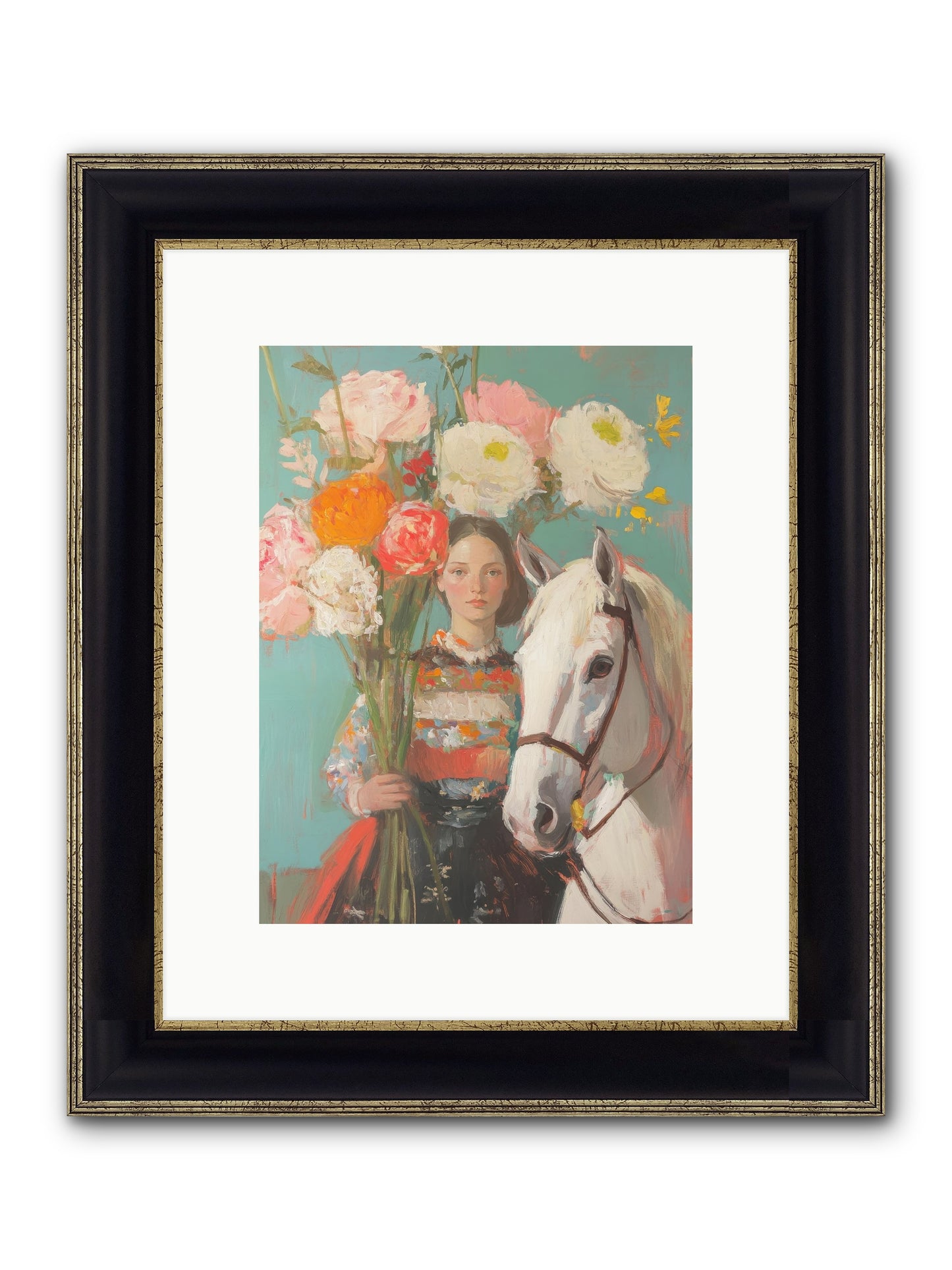 Rosewood Rider Framed Print - Black & Gold 9x12