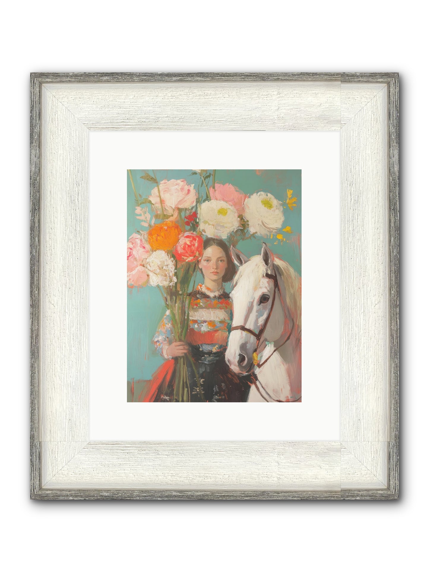 Rosewood Rider Framed Print - Driftwood White 9x12