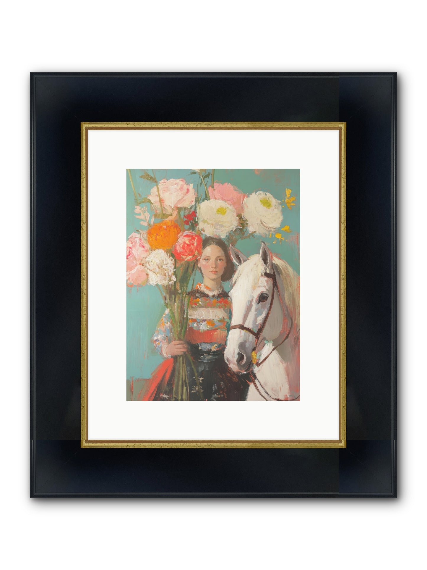 Rosewood Rider Framed Print - Wide Black w/Gold 9x12