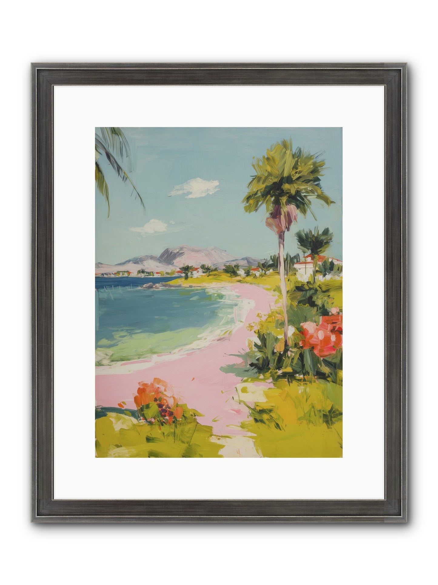 Rosy Coastline Framed Print - Slimwoods Black/Silver 12x16