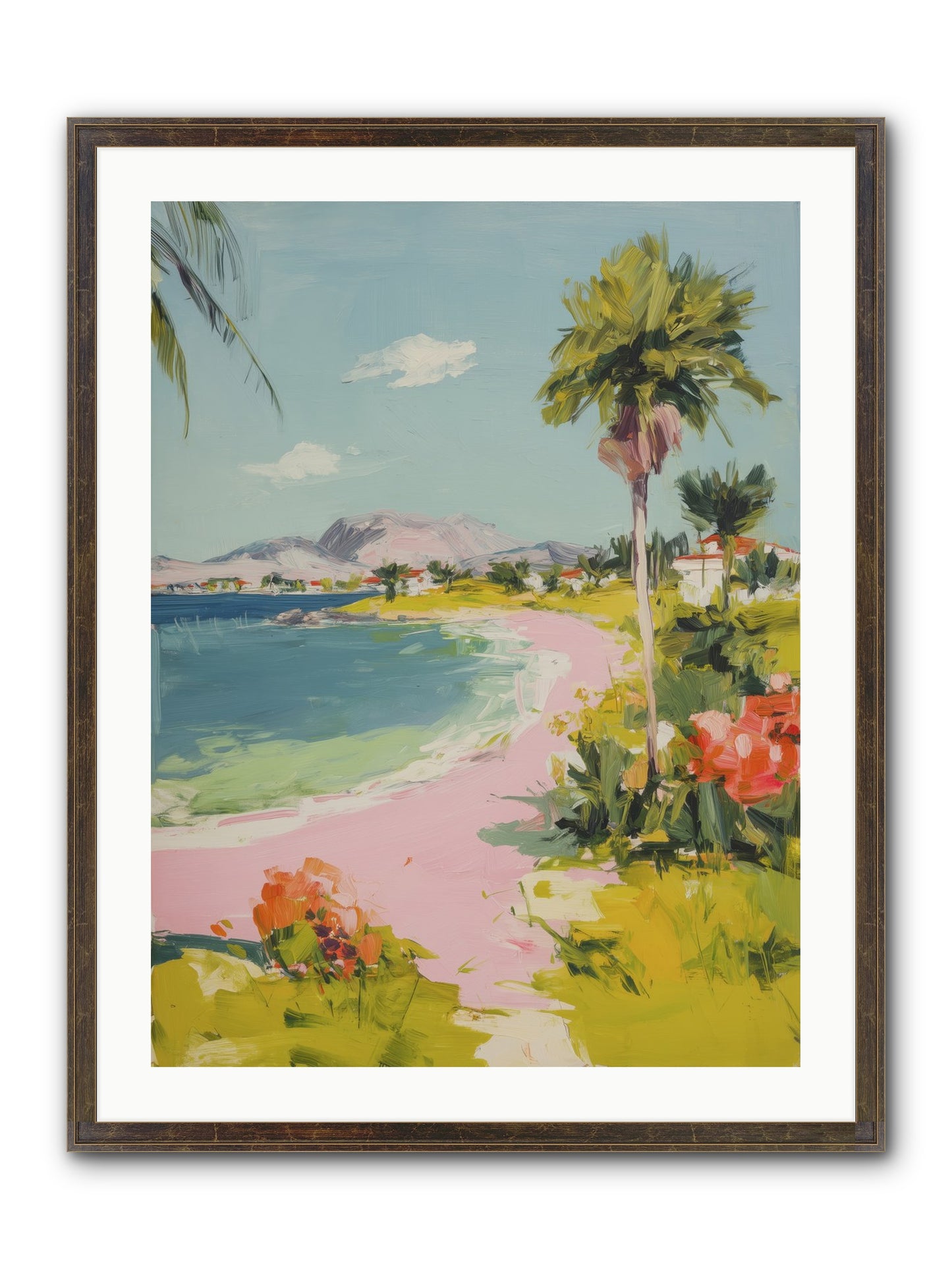 Rosy Coastline Framed Print - Slimwoods Black/Gold 24x32