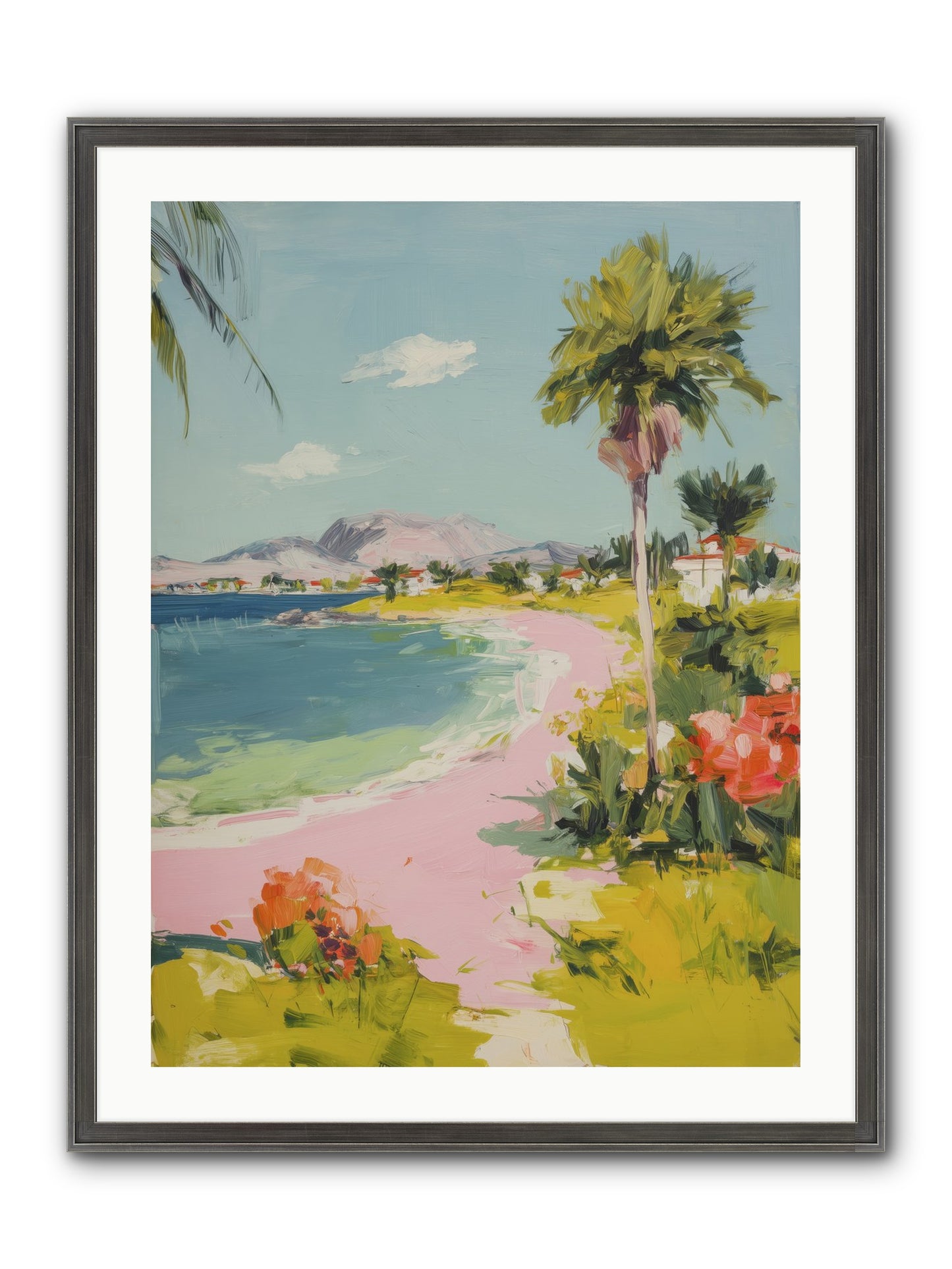 Rosy Coastline Framed Print - Slimwoods Black/Silver 24x32
