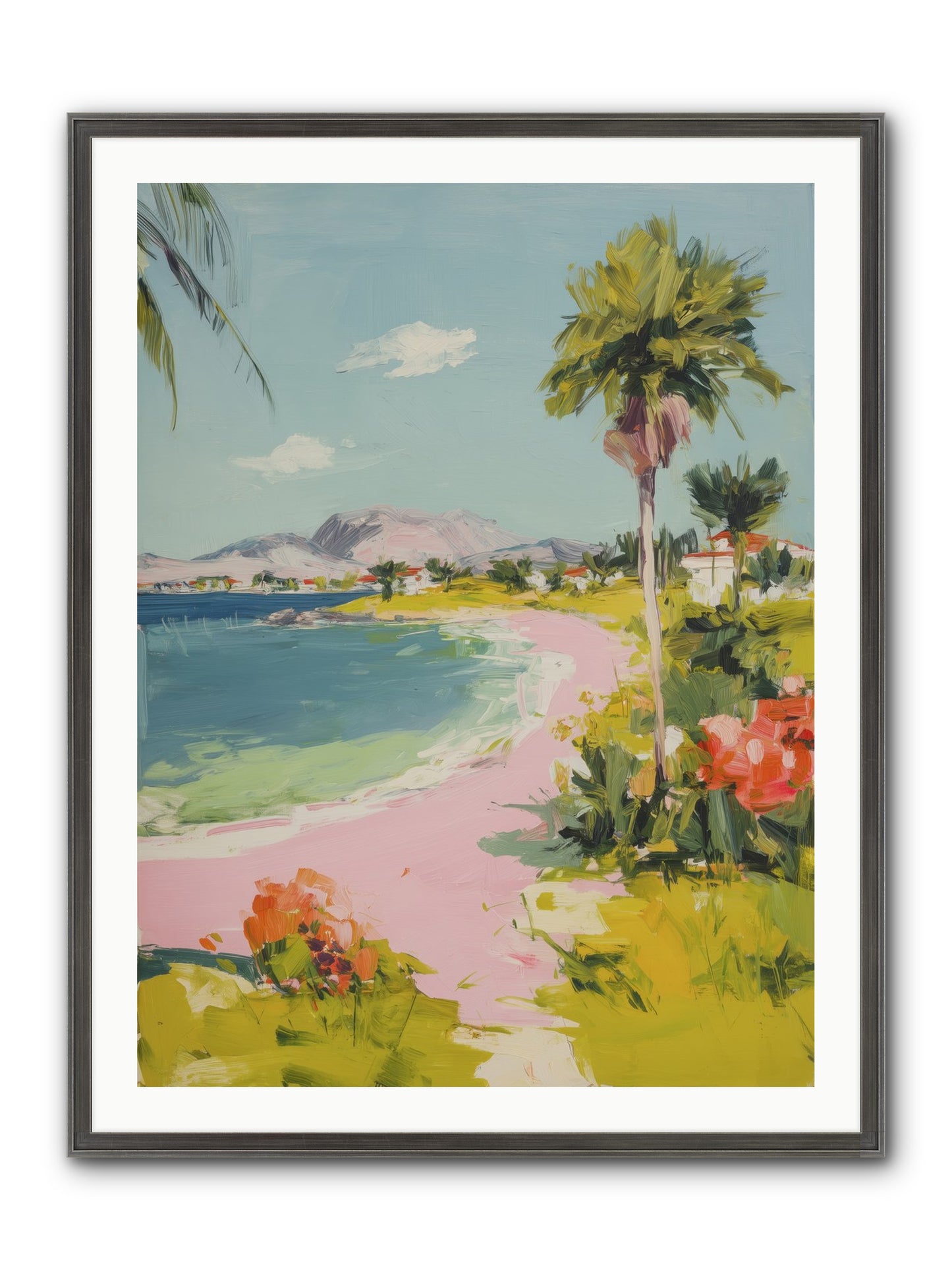 Rosy Coastline Framed Print - Slimwoods Black/Silver 30x40